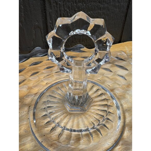 Vintage Round Fostoria American Dessert Server, Center handle Clear Glass Cube - Picture 4 of 5